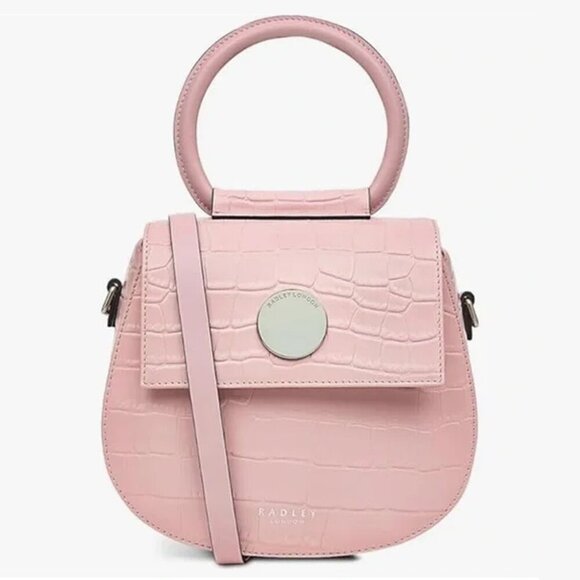 NEW Radley London Rope Walk Croc Embossed Leather Pink Crossbody Handbag $268 - Picture 1 of 11